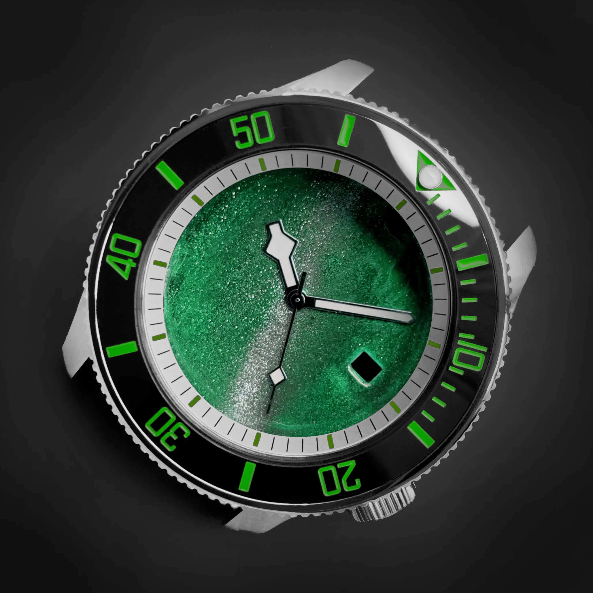 Chapter Ring - SKX007/SRPD - Matt Silver w Markers (Green) - Image 2