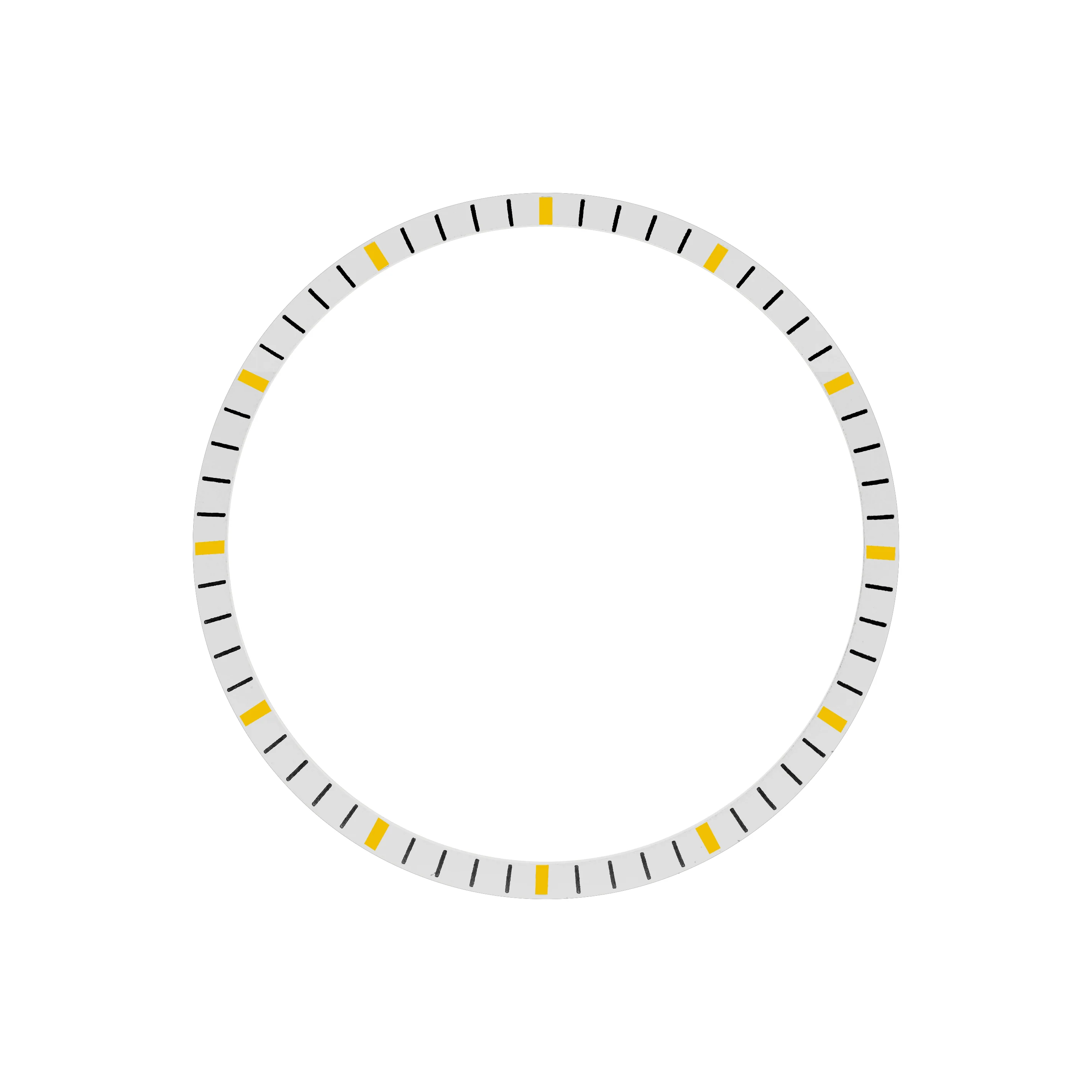 Chapter Ring - SKX007/SRPD - Matt Silver w Markers (Yellow)