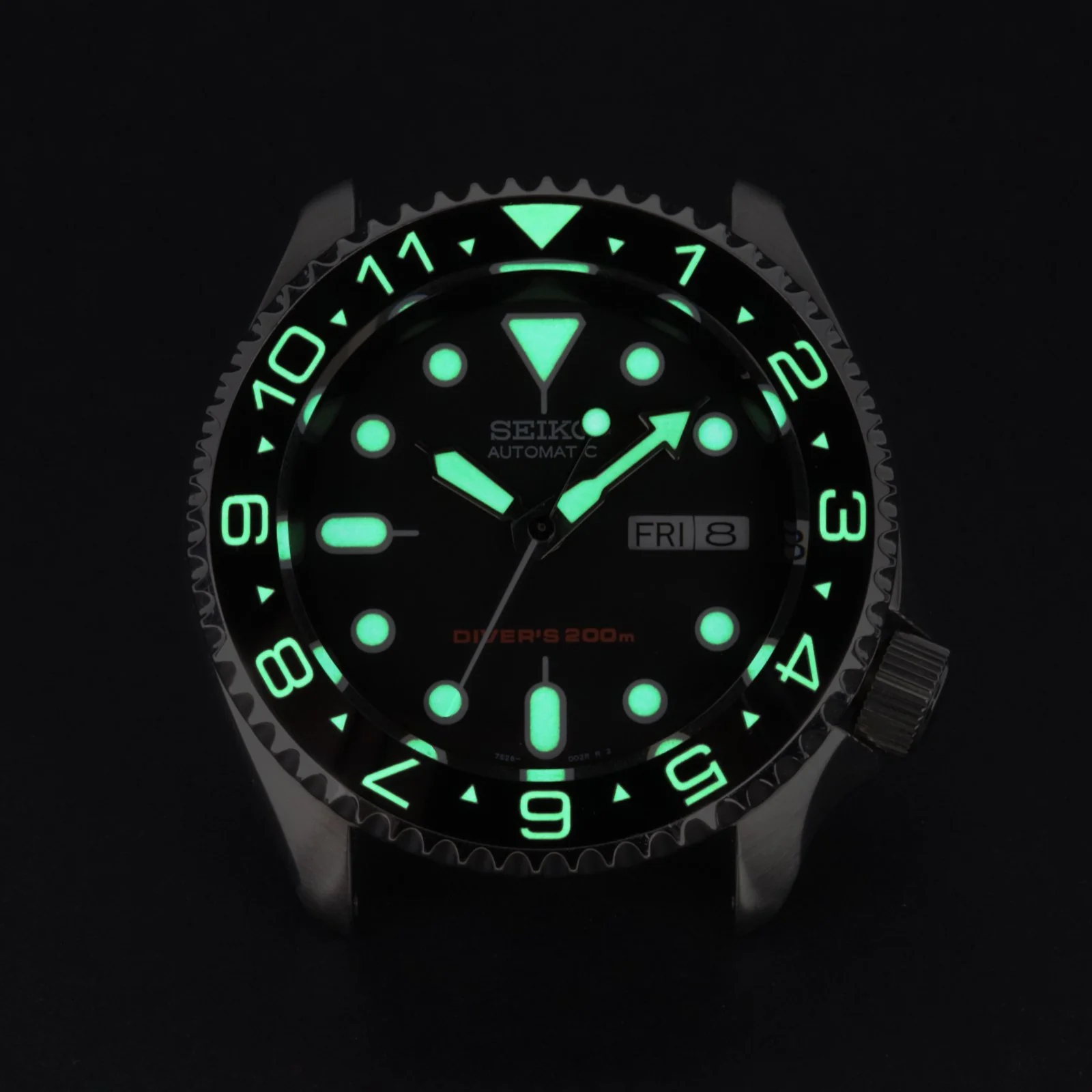 Ceramic Insert - 007 Dual Time Black - Luminous Green