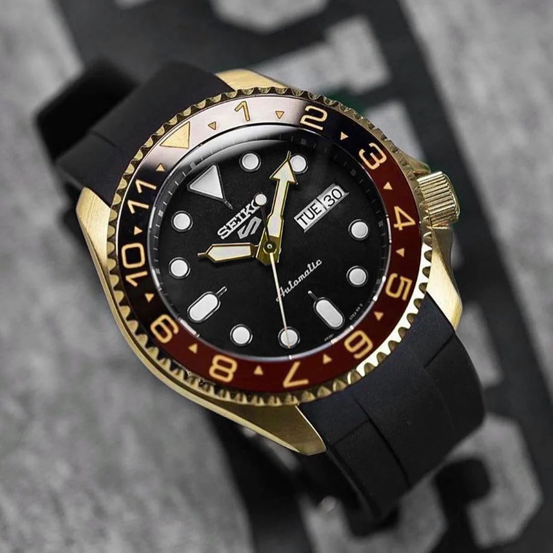 Ceramic Insert - 007 Dual Time Root Beer X Gold