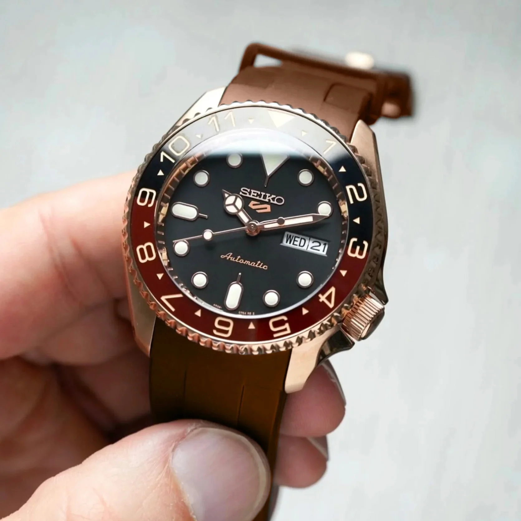 Ceramic Insert - 007 Dual Time Root Beer X Rose Gold