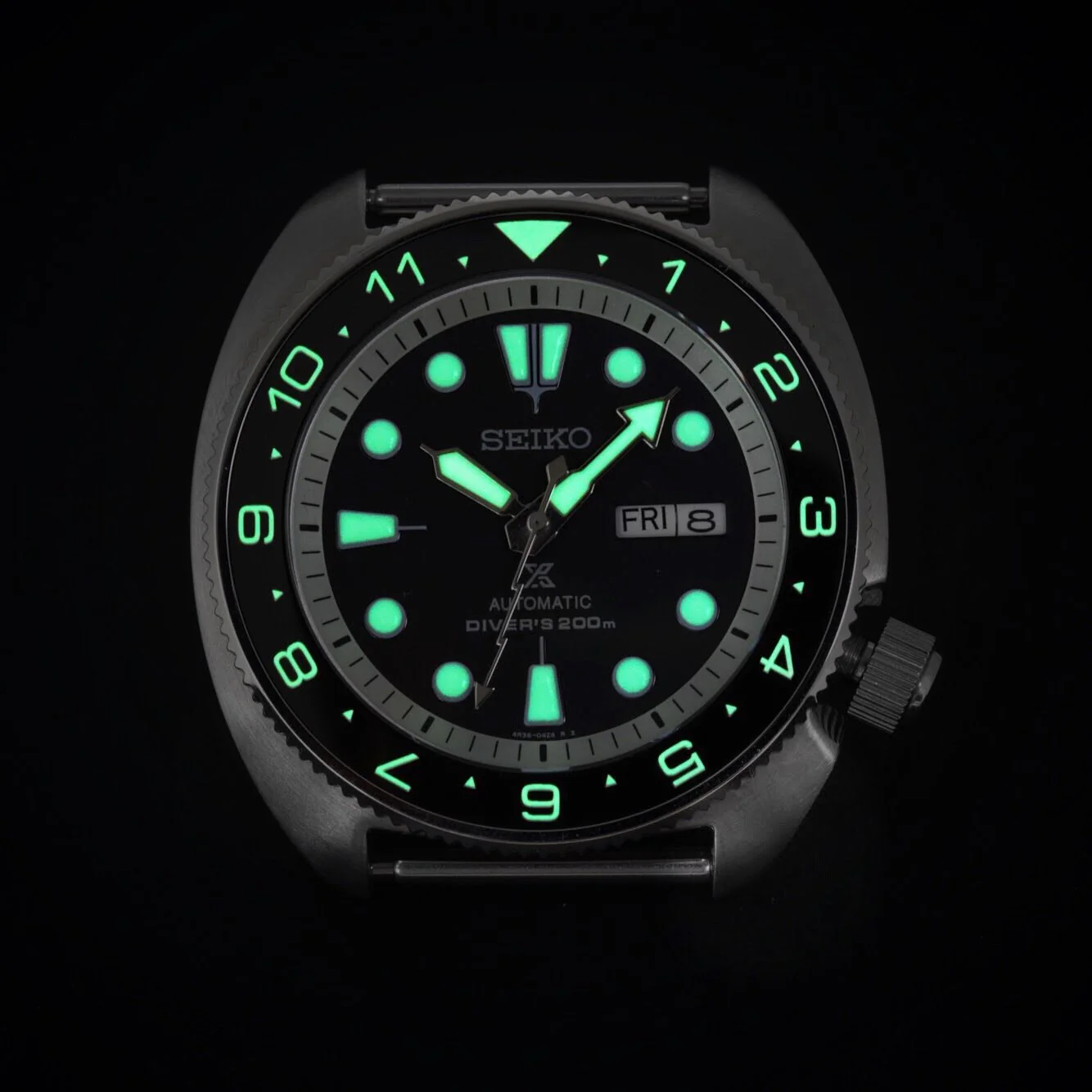 Ceramic Insert - SRP Turtle Dual Time Black - Luminous Green