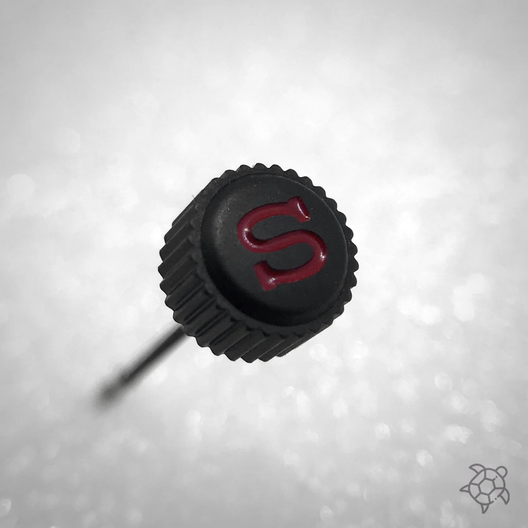 Crown - SRP Turtle - Bead Blasted PVD Black - Red "S"