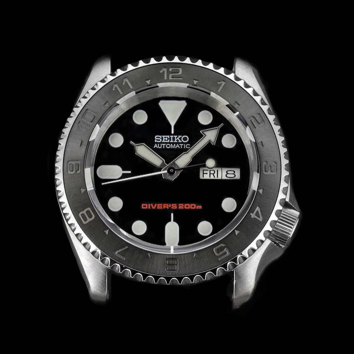 Steel Insert - 007 Dual Time - Brushed Gun Metal