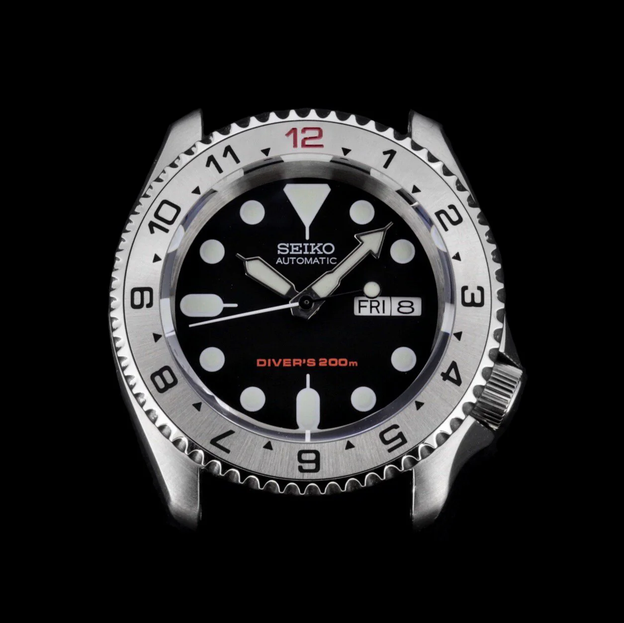 Steel Insert - 007 Dual Time - Brushed Steel Red "12"